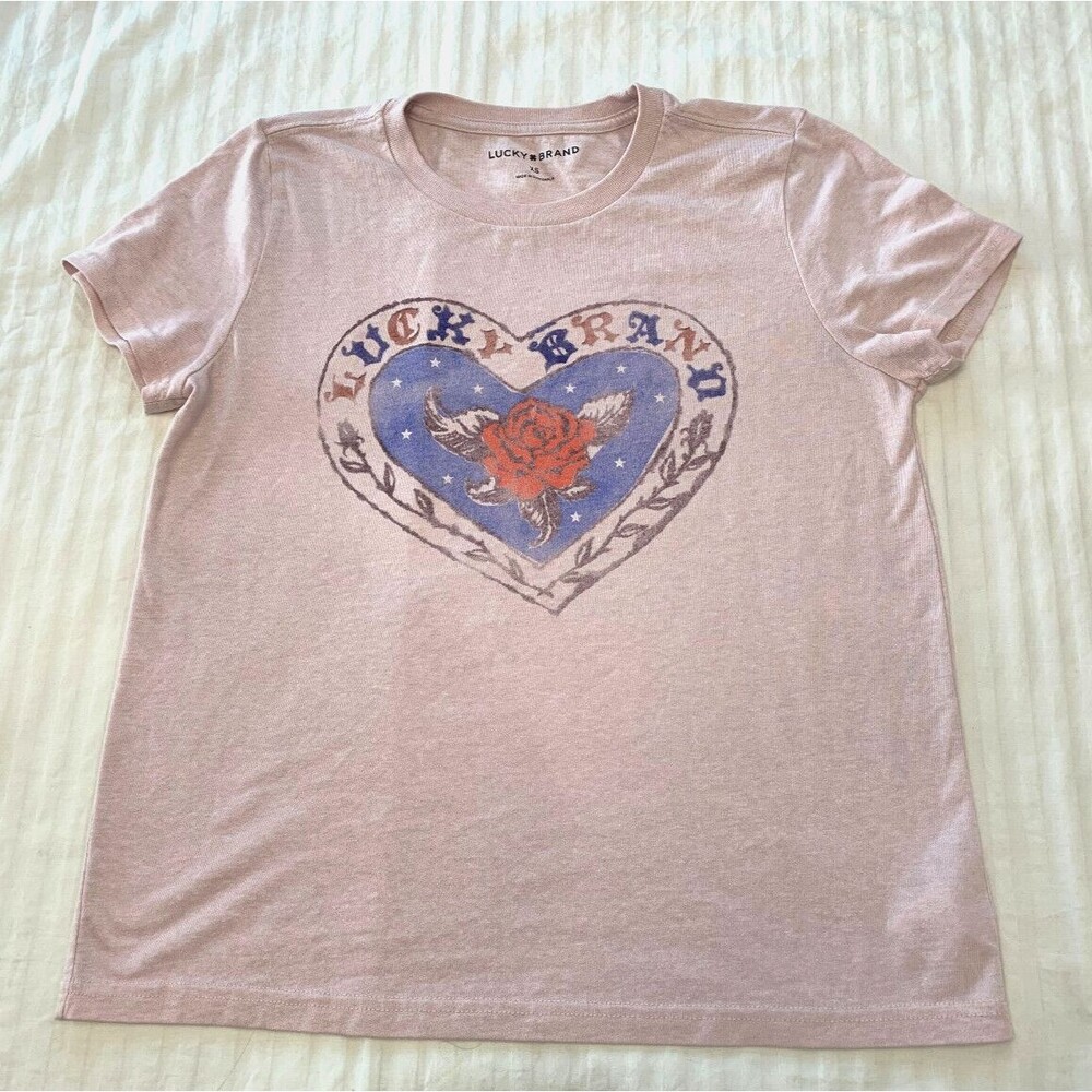 LUCKY BRAND WOMENS SHIRT TEE SIZE XS ARM PIT 18